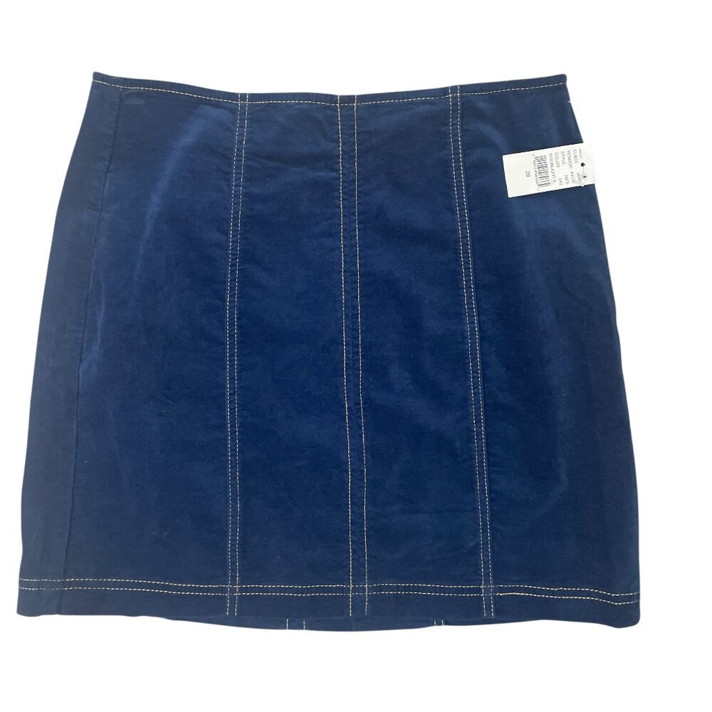 Pacsun Women’s Velvet Midnight Blue Pull On Rear Zip Mini Skirt Size 28 NEW